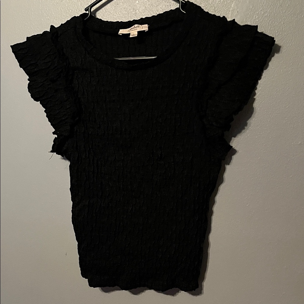 Chic Black Ruffled Blouse
